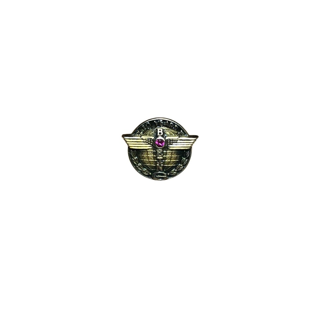 Vintage Boeing 10 Years Service Award Pin 10K Gold w/Stone 1.7 Grams - Picture 3 of 6